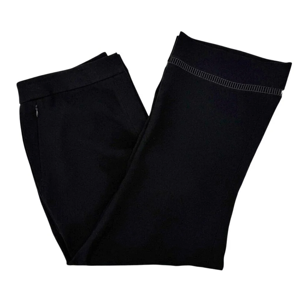 Elie Tahari Womens‎ 10 Wide Leg Dress Pants Cropped Detailed Trim Trousers Black